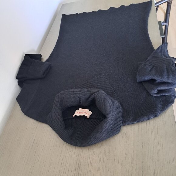 BYBLOS Made in Italy Black Split Collar Wool Pullover Sweater Vintage Size EU 40 - Picture 6 of 14
